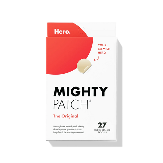 Mighty Patch de Hero Cosmetics Tratamiento original para acné, espinillas y granos con hidrocoloide, 27 unidades