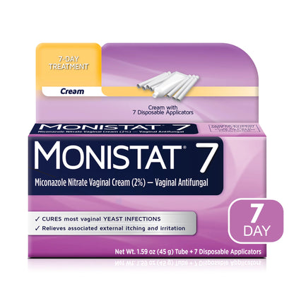 Monistat Tratamiento para la infeccion vaginal  de 7 días, 7 cremas de miconazol desechables
