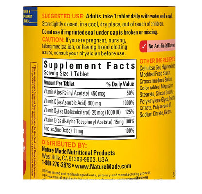 Nature Made Super C  1000MG con Vitamina D3 and Zinc - 200 Tablets