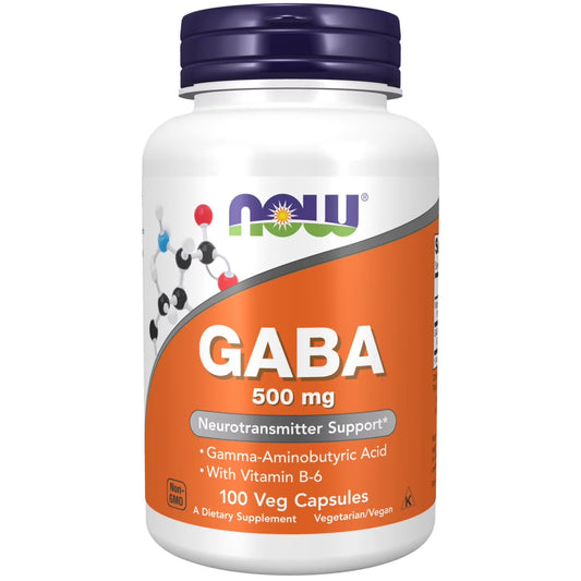 NOW Suplementos, GABA 500 mg + B-6 , 100 cápsulas vegetales