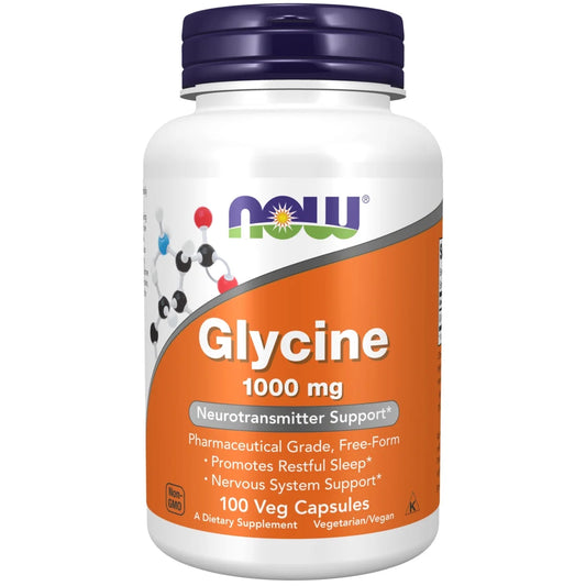 NOW Suplementos, Glicina 1,000 mg de  100 cápsulas