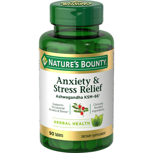 Nature's Bounty Anxiety y Stress Relief - Ashwagandha KSM-66 90 tabletas
