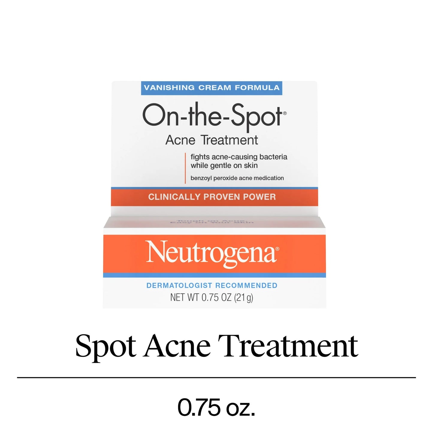 Tratamiento para el acné Neutrogena On-The-Spot con peróxido de benzoilo, 21g