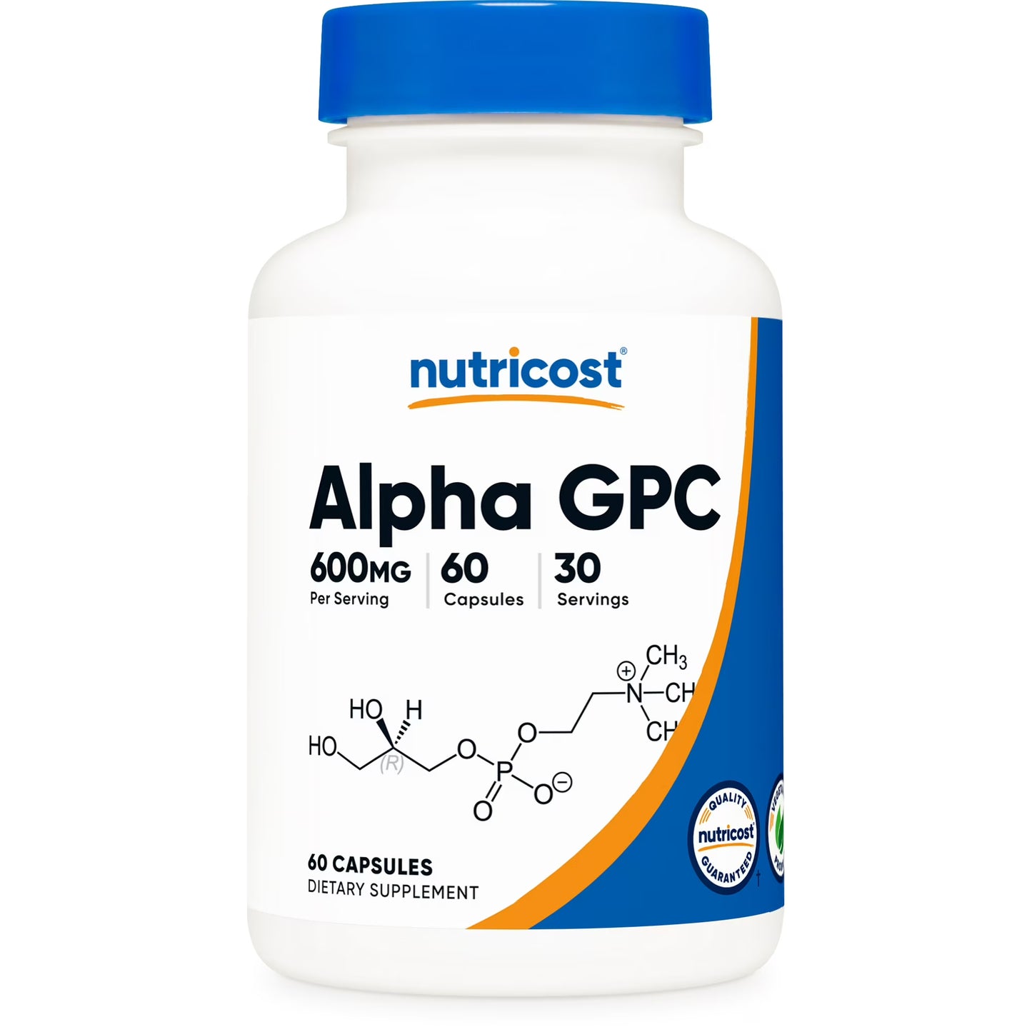 Nutricost Alpha GPC 600 mg por porción, sin OMG y sin gluten