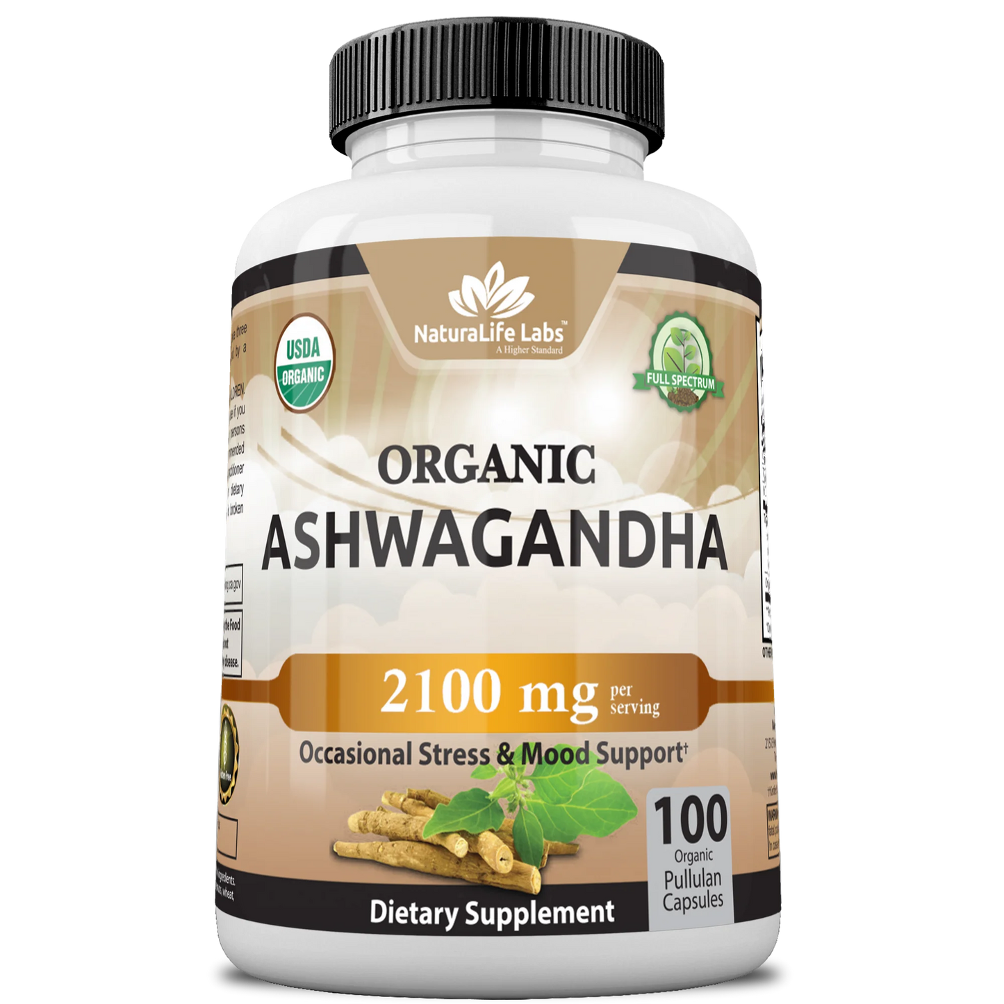 Organic Ashwagandha 2100 mg 100 cápsulas de vegetarianas