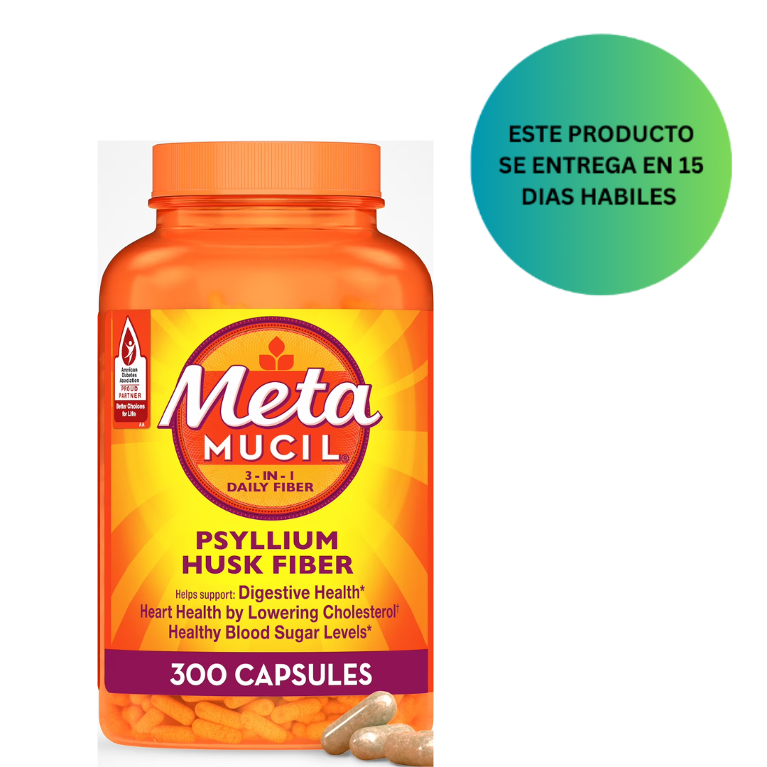 Metamucil Cápsulas de cáscara de psyllium , 300 cápsulas