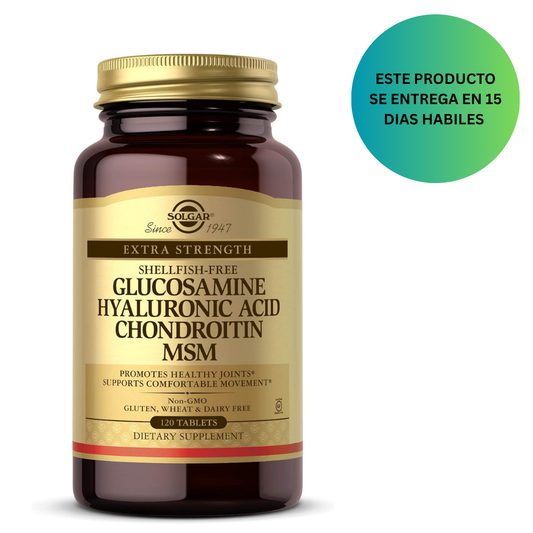 Solgar Glucosamina de ácido hialurónico condroitín sulfato MSM, 120 Tabletas