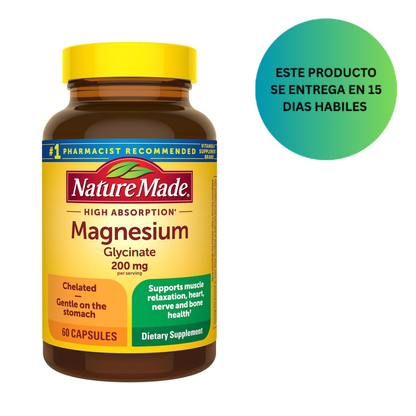 Nature Made - Glicinato de magnesio 200 mg 60 capsulas