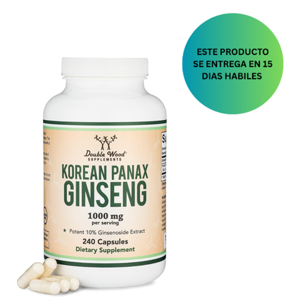 Double Wood, extracto de ginseng rojo coreano, Panax Ginseng 10% de ginsenósidos), 240 cápsulas veganas