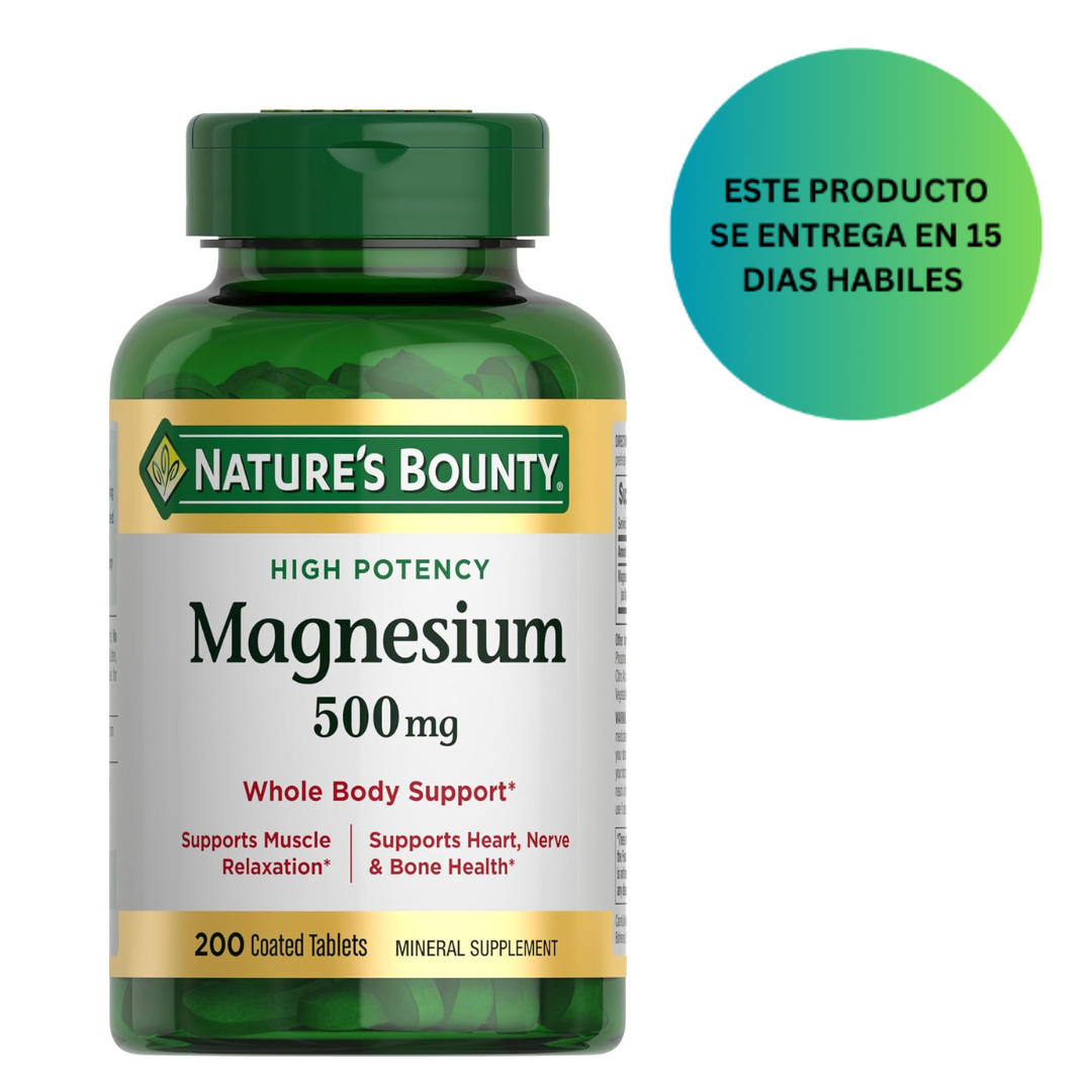 Nature's Bounty Tabletas de magnesio de 500 mg, 200 unidades
