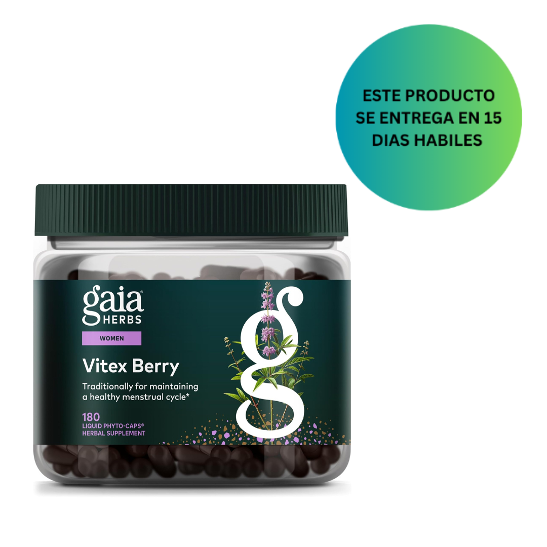 Gaia Herbs Vitex Berry - Árbol casto orgánico de 1000 mg - 180 fito-cápsulas