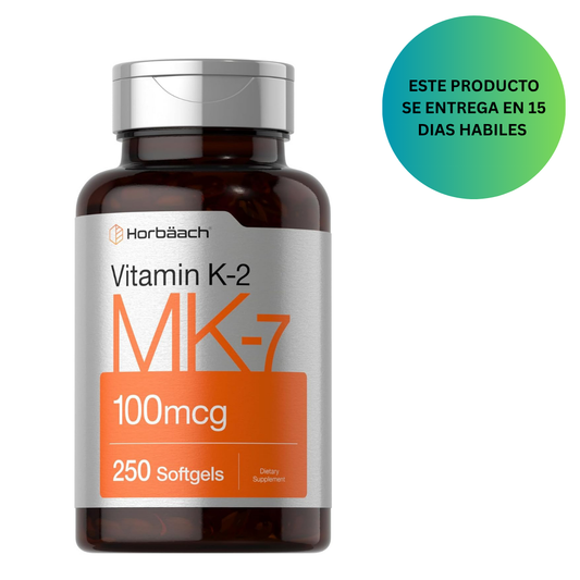 Horbäach Vitamina K2 MK7 100mcg | 250 cápsulas blandas