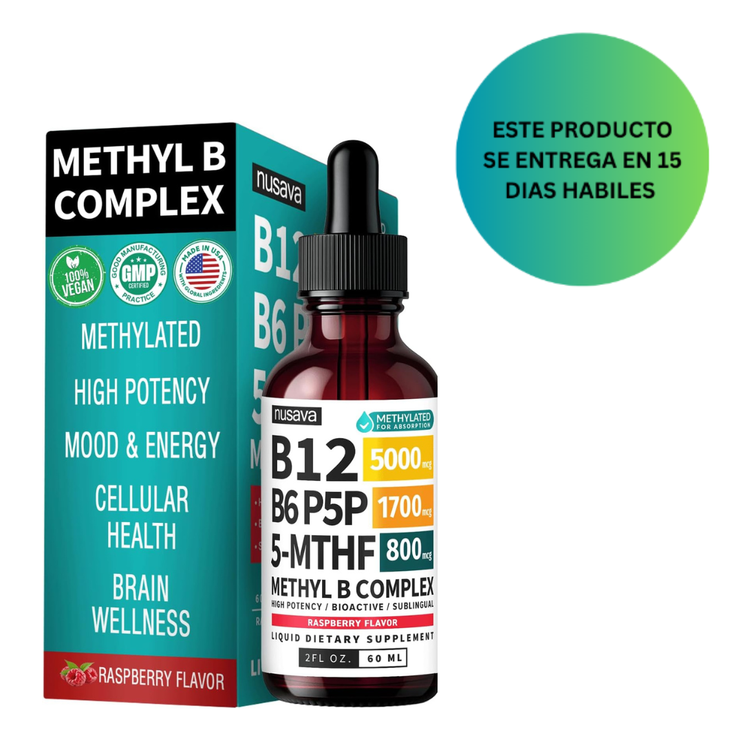 NUSAVA gotas líquidas de complejo B metilado, 60ml