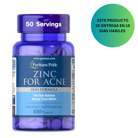 Puritan's Pride Zinc para el acné, 100 tabletas