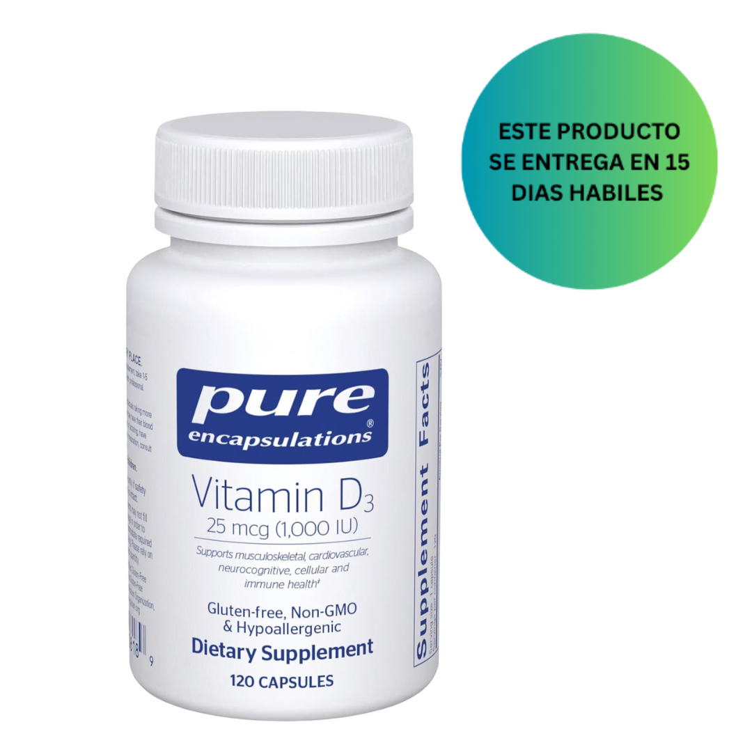 Pure Encapsulations Vitamina D3 25 mcg (1,000 UI) 120 cápsulas