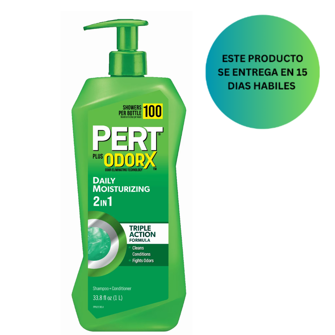 Pert Plus OdorX Shampoo + acondicionador, Hidratante Diario Fórmula de Triple Acción 2 en 1 , 1 lt