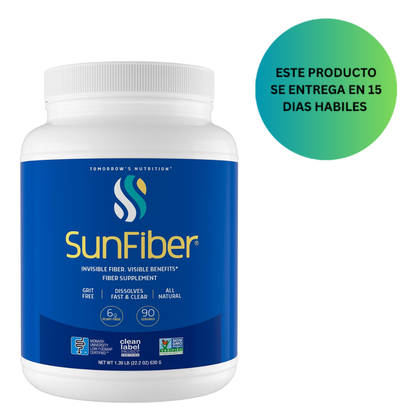 Tomorrow's Nutrition, Sunfiber, suplemento de fibra prebiótica para la salud digestiva, 630gr