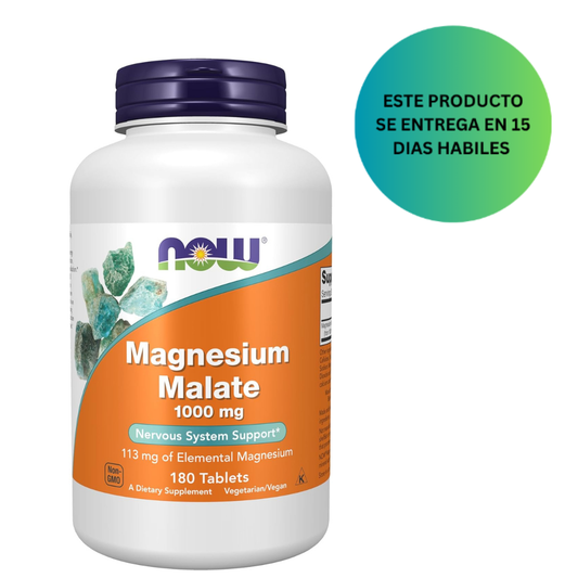 NOW Foods Suplementos, Malato de Magnesio 1000 mg, 180 Tabletas
