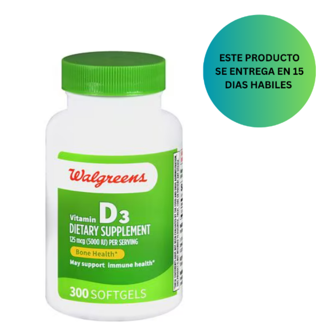 Walgreens Vitamin D3 125 mcg (5000 IU) , 300 Softgels