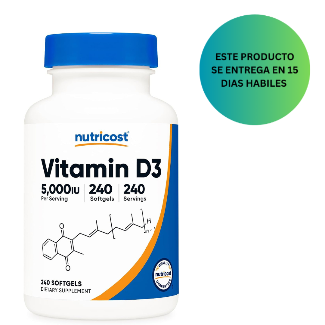 Nutricost Vitamina D3 5,000 UI, 240 cápsulas blandas