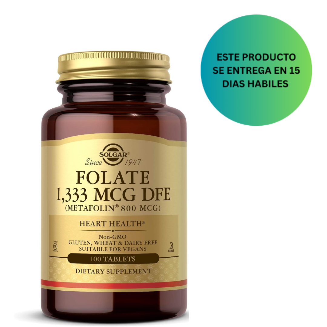 Solgar, Tabletas de folato 1,333 MCG DFE (Metafolin® 800 mcg) - 100 unidades