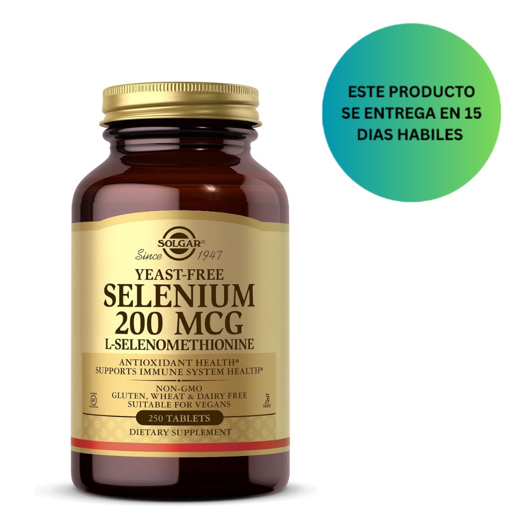 Solgar Selenio Libre de Levadura 200 mcg, 250 tabletas