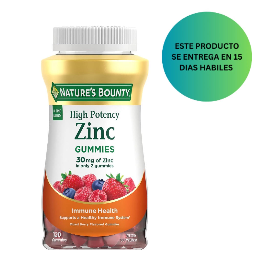 Nature's Bounty Gomitas de zinc, 30 mg, sabor a bayas mixtas, 120 unidades