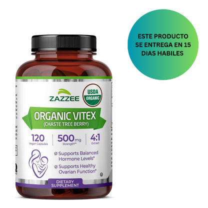 Zazzee USDA Organic Vitex 4:1 Extracto, 120 cápsulas veganas