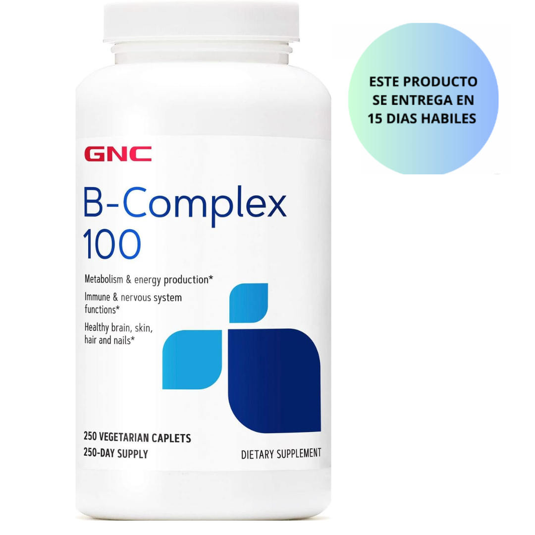 GNC Suplemento de vitamina B Complex 100, apoya la energía, el metabolismo y la función inmunológica, 250 Tabletas