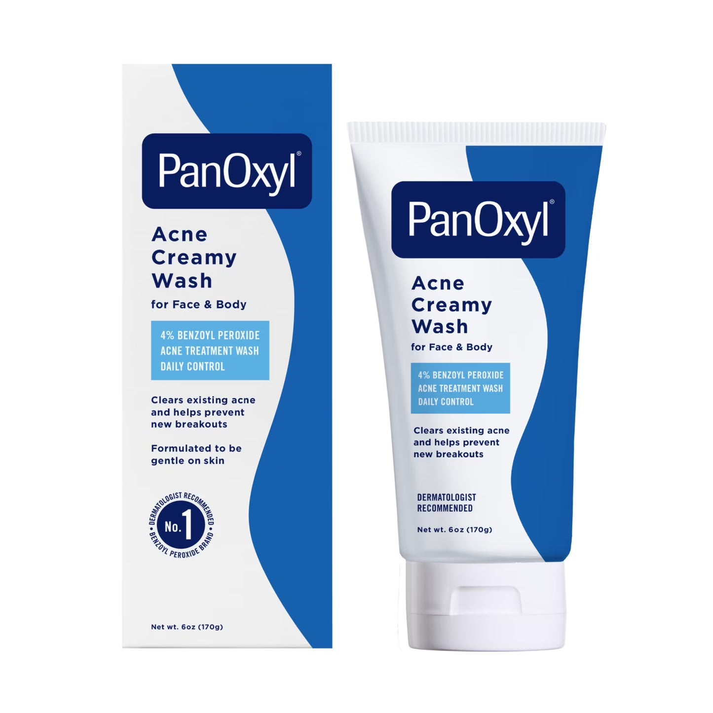PanOxyl Acne Creamy Wash Control Diario, Rostro y Cuerpo, 4% Peróxido de Benzoilo, Todo Tipo de Piel, 170g