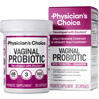 Probiótico vaginal Physician's Choice para mujeres: 6 mil millones de UFC, equilibrio de pH, control de olores, 30 unidades