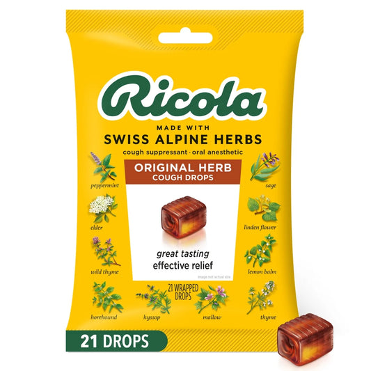 Ricola - pastillas masticables de hierbas naturales para la tos, 21 caramelos