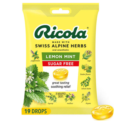 Ricola Gotas supresoras de la tos de hierbas sin azúcar y menta y limón