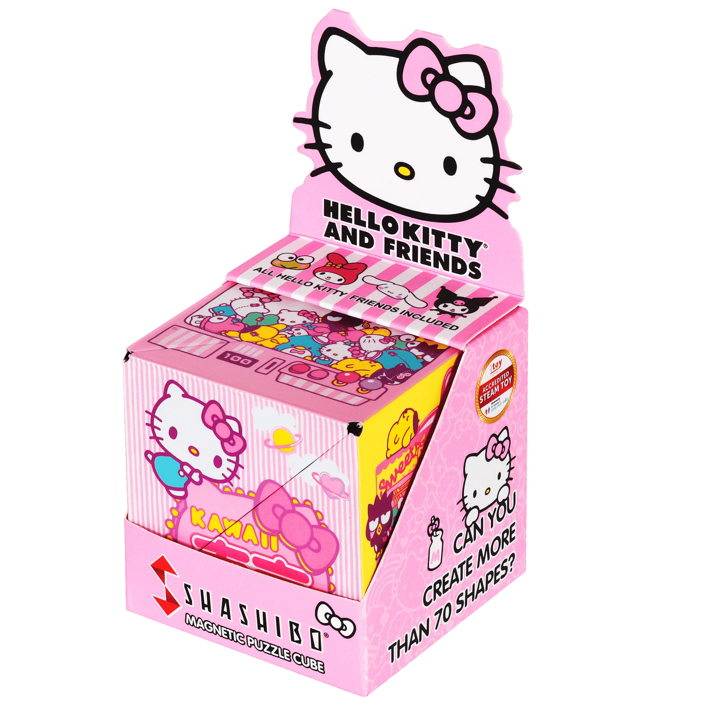 SHASHIBO Hello Kitty y sus amigos - Cubo magnético para inquietarse que se transforma en más de 70 formas, Kawaii Tokio, 1 paquete