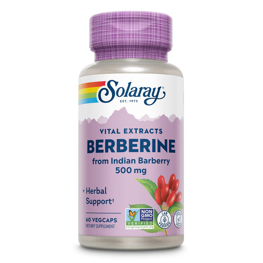 SOLARAY Berberina 500 mg - Con clorhidrato de berberina de agracejo indio - Vegano, sin OMG, 60 capsulas