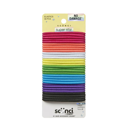 Gomas elásticas para coleta Scunci , multicolor, paquete de 30 unidades