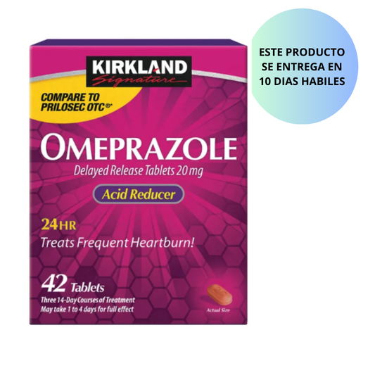 Omeprazole 20 mg.Kirkland Signature, 42 Tabletas.