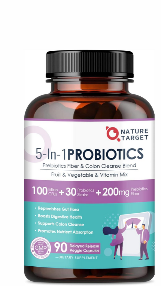 NATURE TARGET Probióticos salud digestiva 100 mil millones  90 capsulas