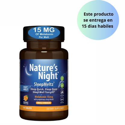 Nature's Night Melatonina de triple fuerza de disolución rápida de 15 mg, 90 tabletas