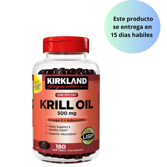 ACEITE OMEGA 3 KRILL OIL 500 mg. + Astaxanthin  - Kirkland 180 Capsulas