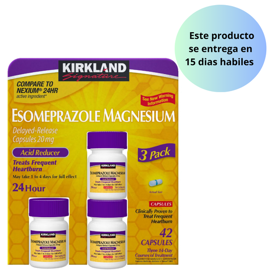 Kirkland Signature Esomeprazole 20 mg., 42 Cápsulas  - liberación retardada de magnesio y esomeprazol