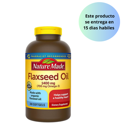 Nature Made Flaxseed Oil 1400 mg Softgels for Heart Health 300 softgels