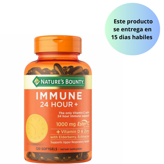 Nature's Bounty, IMMUNE 24HRS+ 120 softgels  - 100mg Ester-C+ vitamina D y Zinc