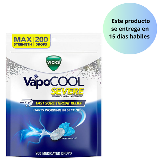 Vicks VapoCool Severe Max Strength Medicated Sore Throat Drops- 200 caramelos