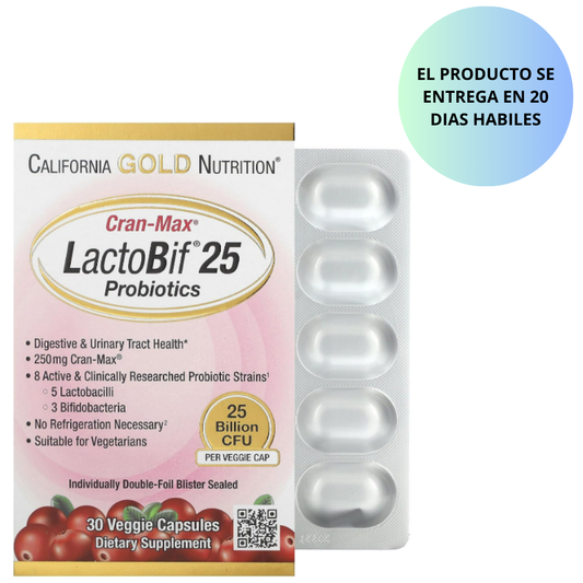 LactoBif Probiotics, Cran-Max, 25 mil millones de UFC - 30 capsulas