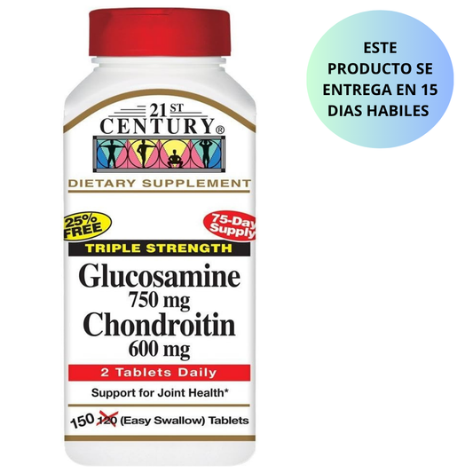 21 st Century - Triple Fuerza, Glucosamina 750mg, Chondroitin 600mg - 150 tabletas