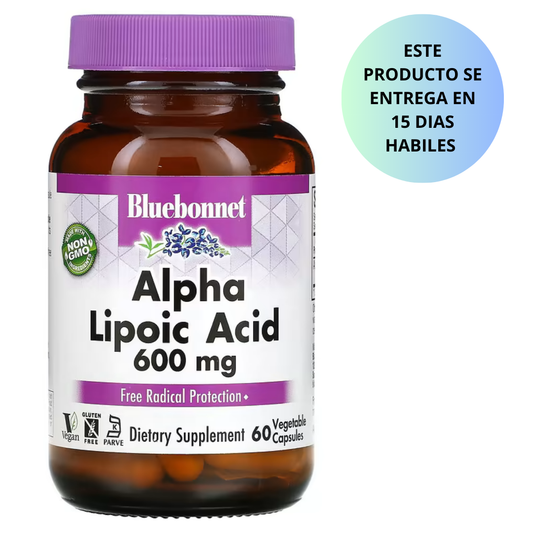 Bluebonnet - Alpha Lipoic Acid 600 mg, 60 capsulas vegetables