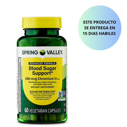 Spring Valley - Adavanced Formula Blood Sugar 500mcg chromo, 60 capsulas