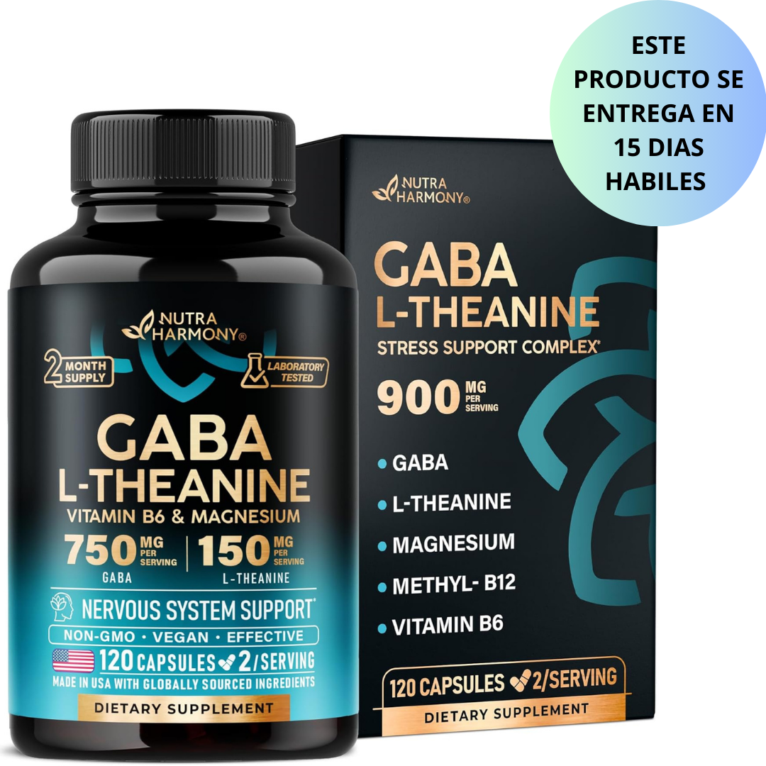 Nutra Harmony - Gaba(750mg) L-theanine(150mg) con vitamina B6 & magnesium - 120 capsulas