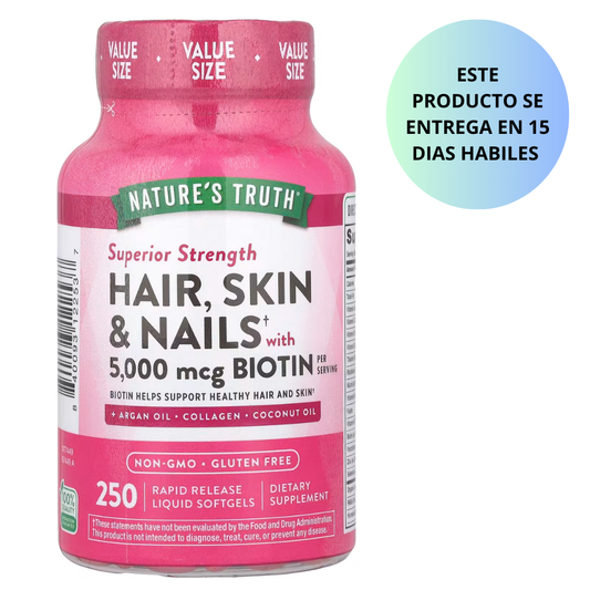 Nature´s Truth - Hair, Skin & Nails 5,000mcg BIOTIN - 250 cápsulas blandas líquidas de liberación rápida